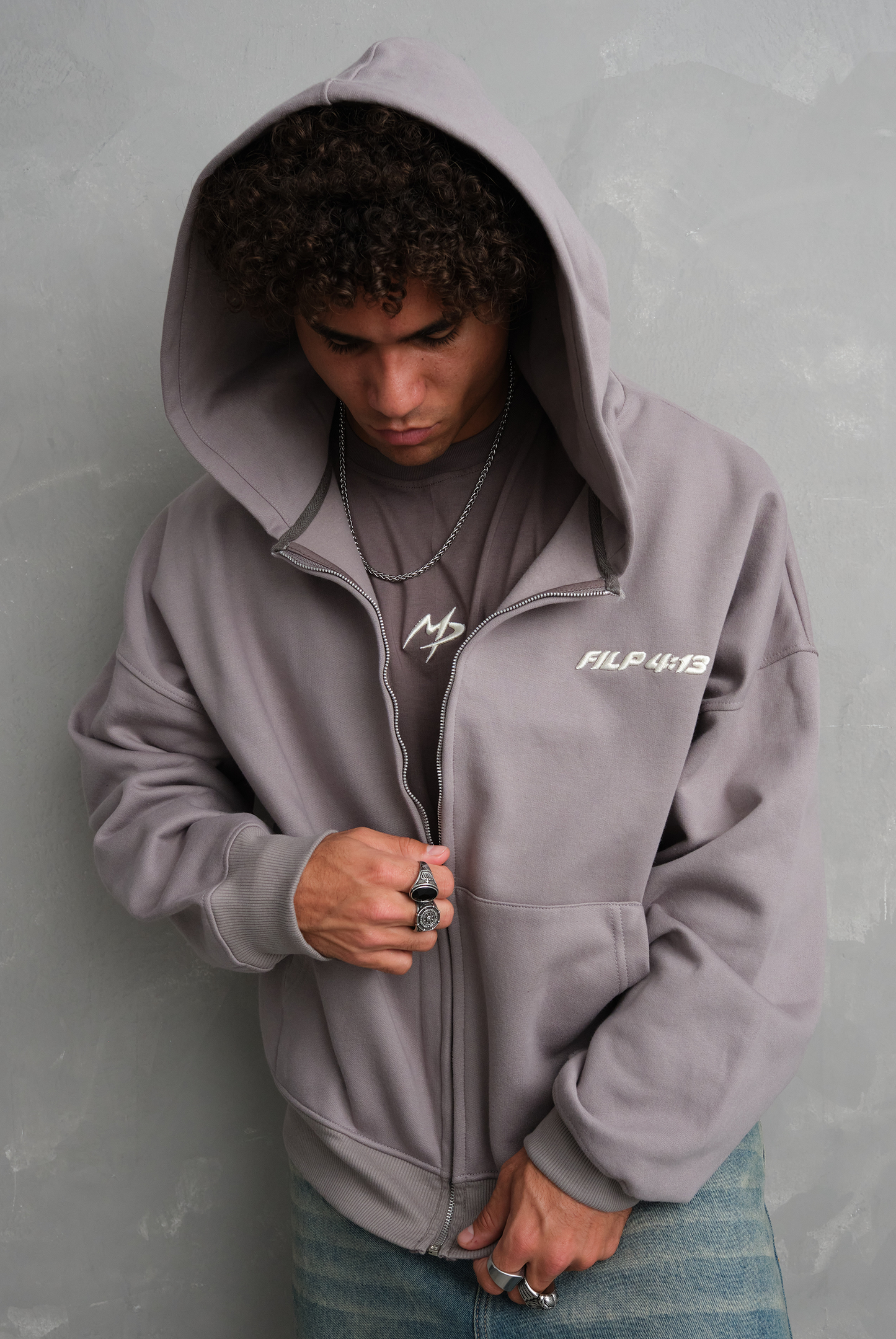ZIP HODDIE FILP GRIS