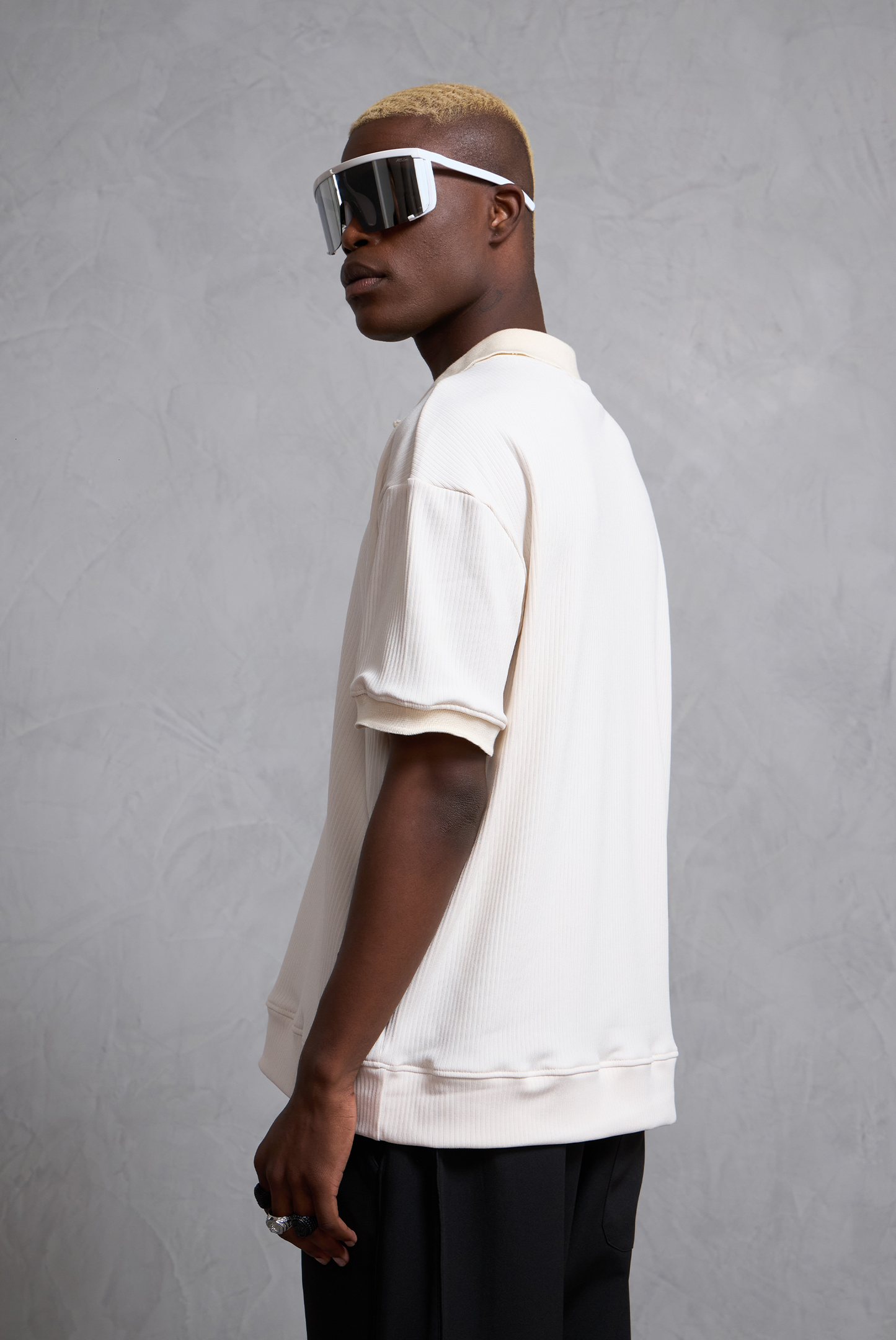 POLO CAMISERO RIB FELPA WHITE
