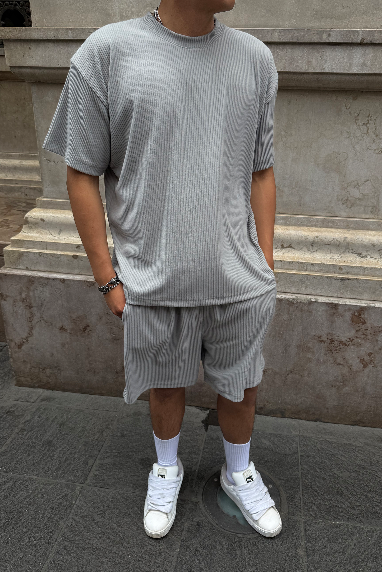 SHORT RESSE GRIS