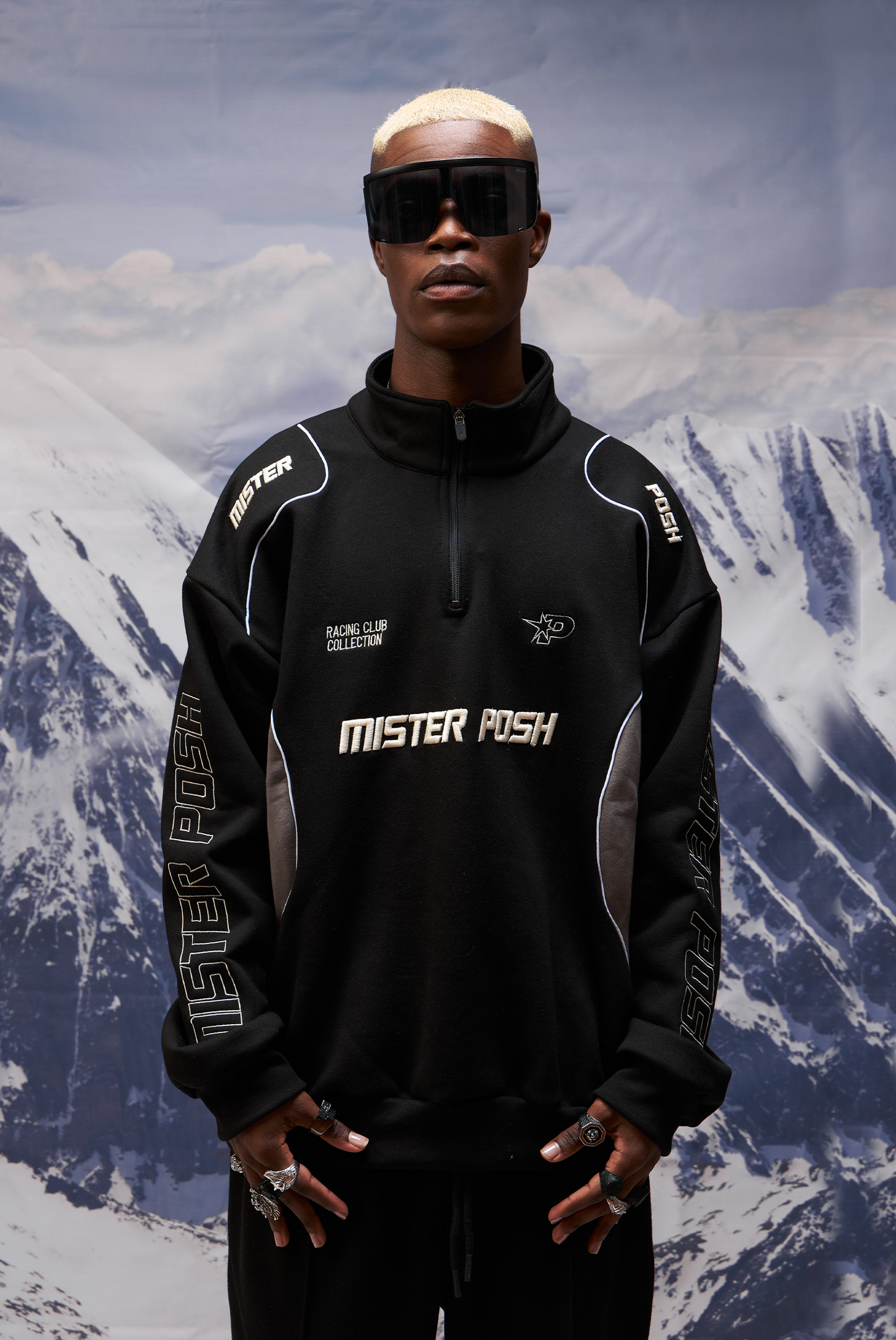 SWEATER RACING BORADADO BLACK