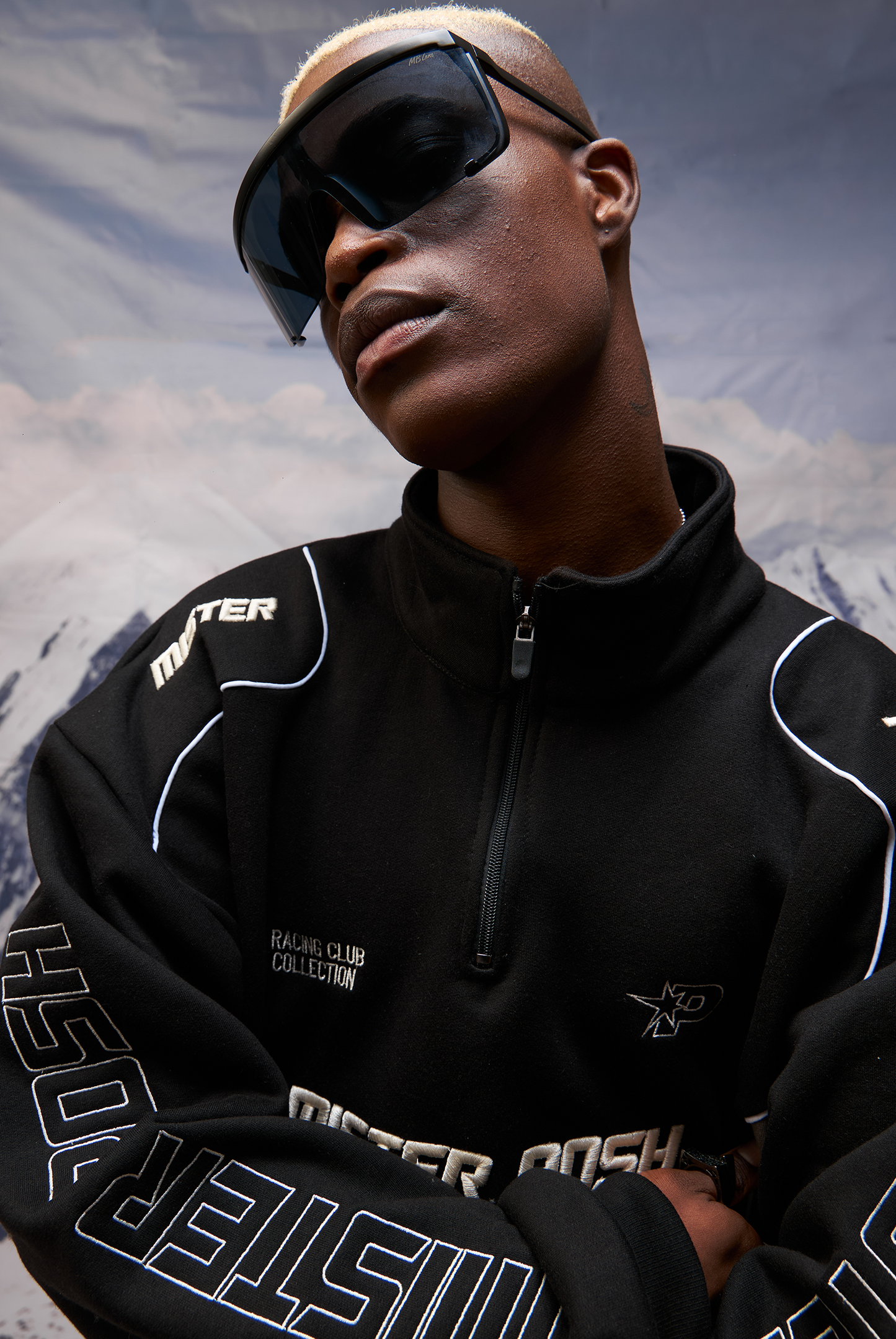 SWEATER RACING BORADADO BLACK