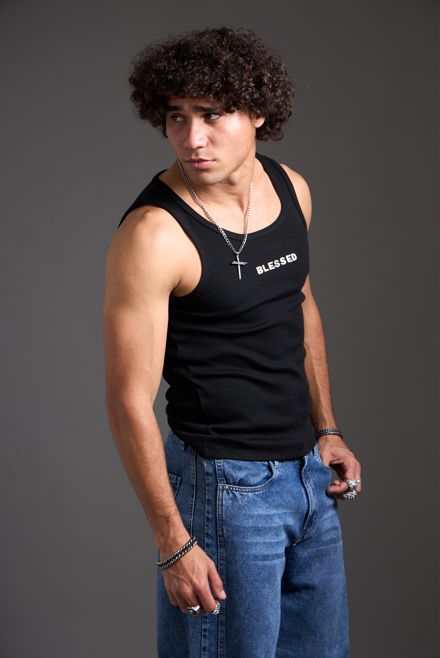 TANK RIB BLESSED BLACK