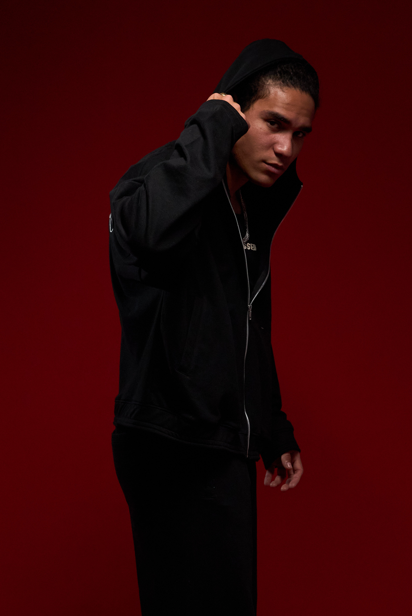 ZIP HODDIE BLESSED BLACK