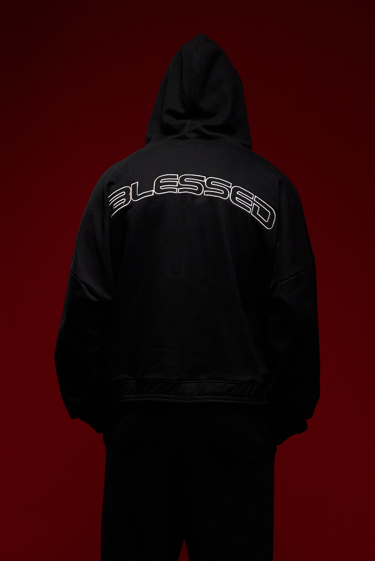 ZIP HODDIE BLESSED BLACK