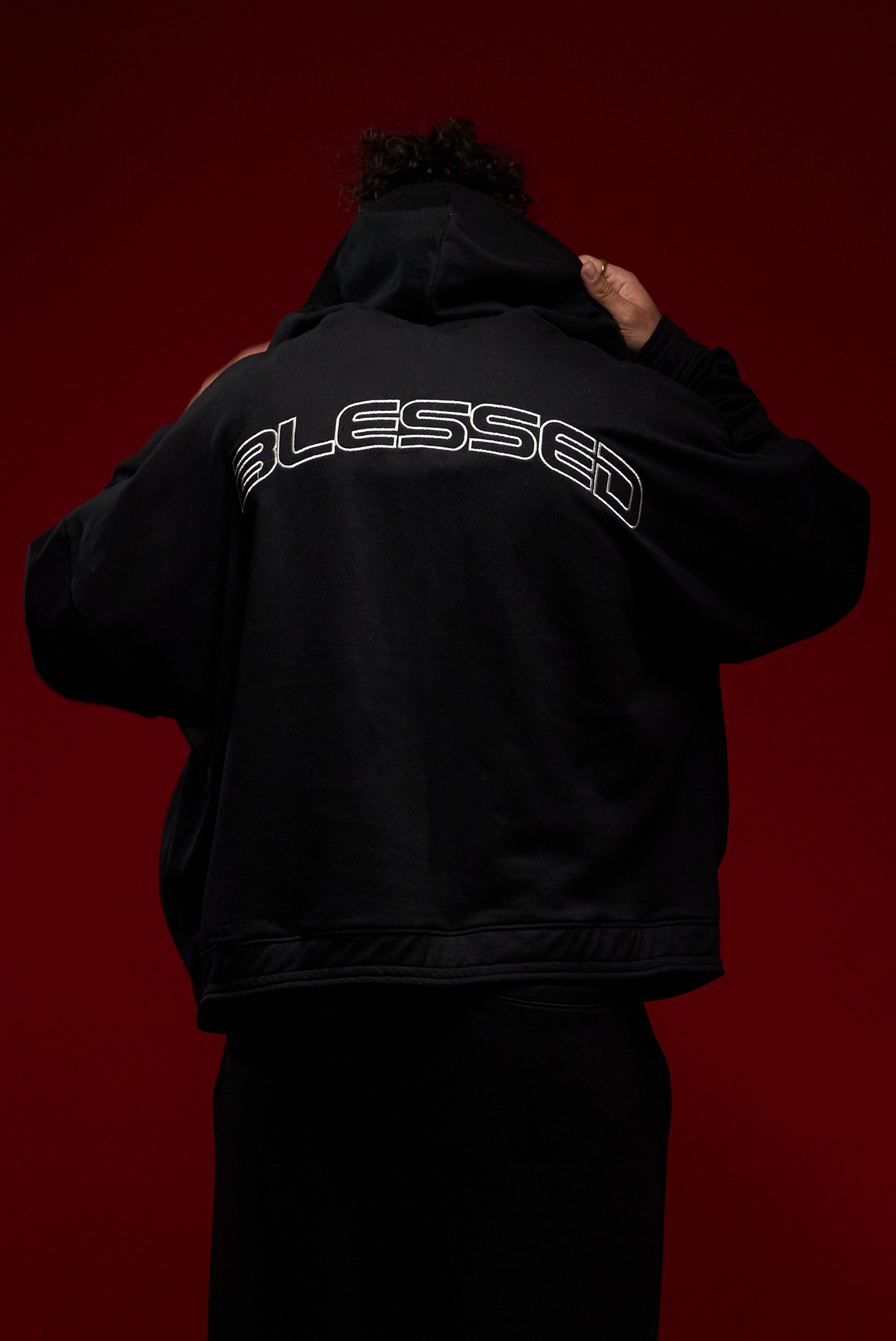 ZIP HODDIE BLESSED BLACK