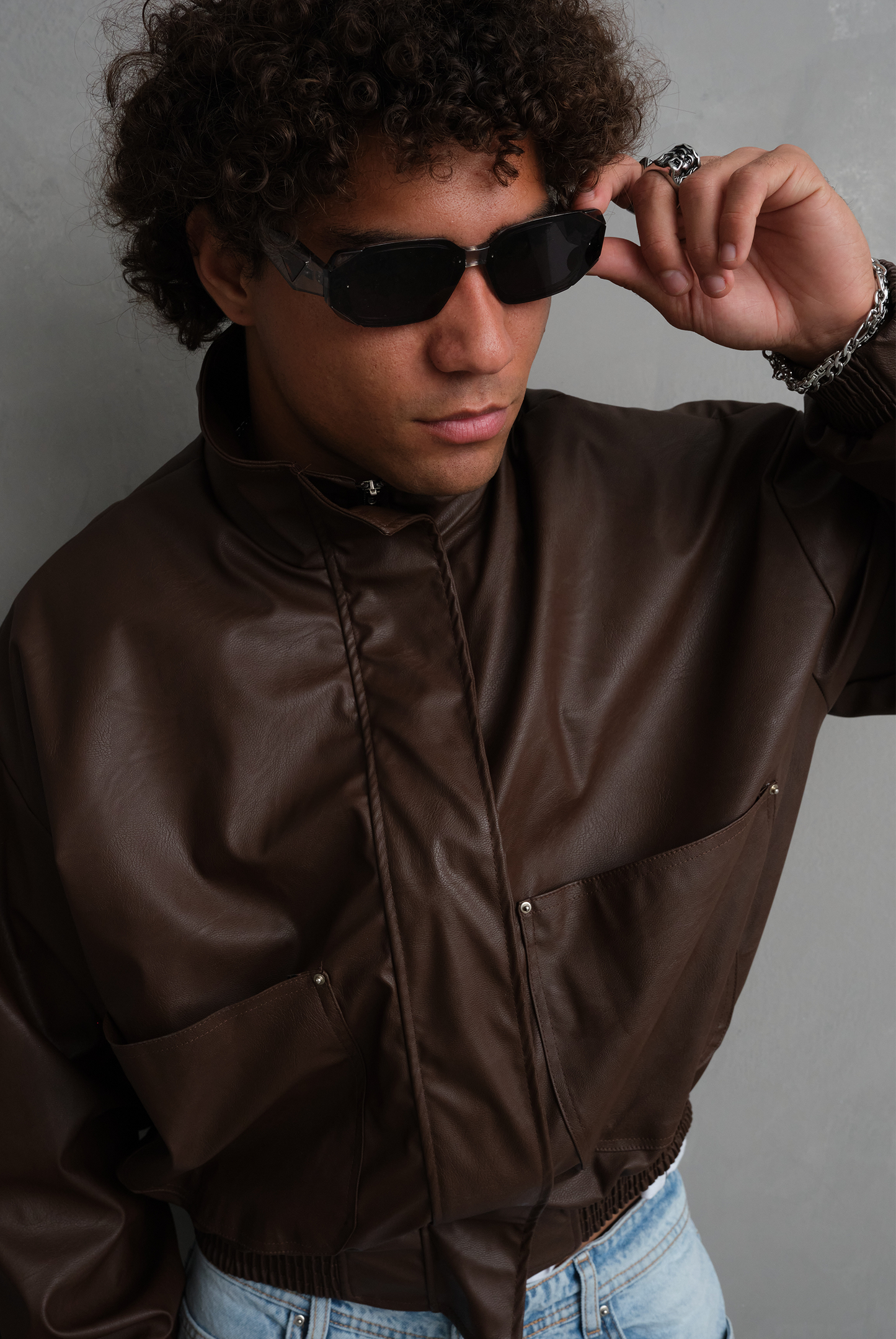 CASACA CUERINA  FILP BROWN