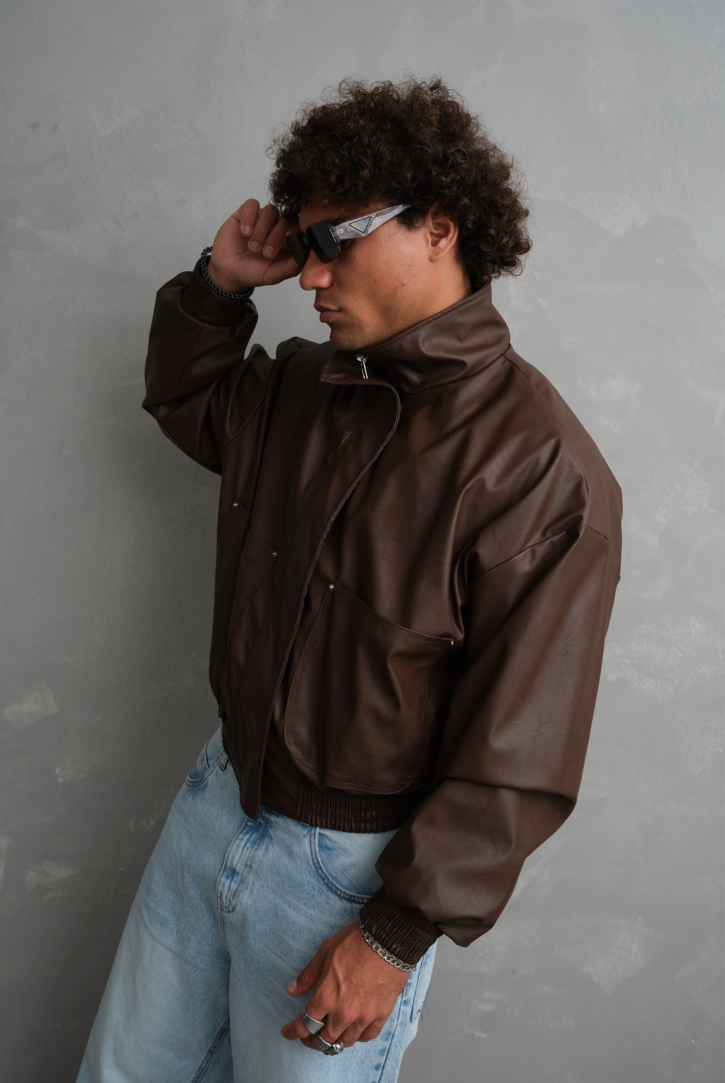 CASACA CUERINA  FILP BROWN