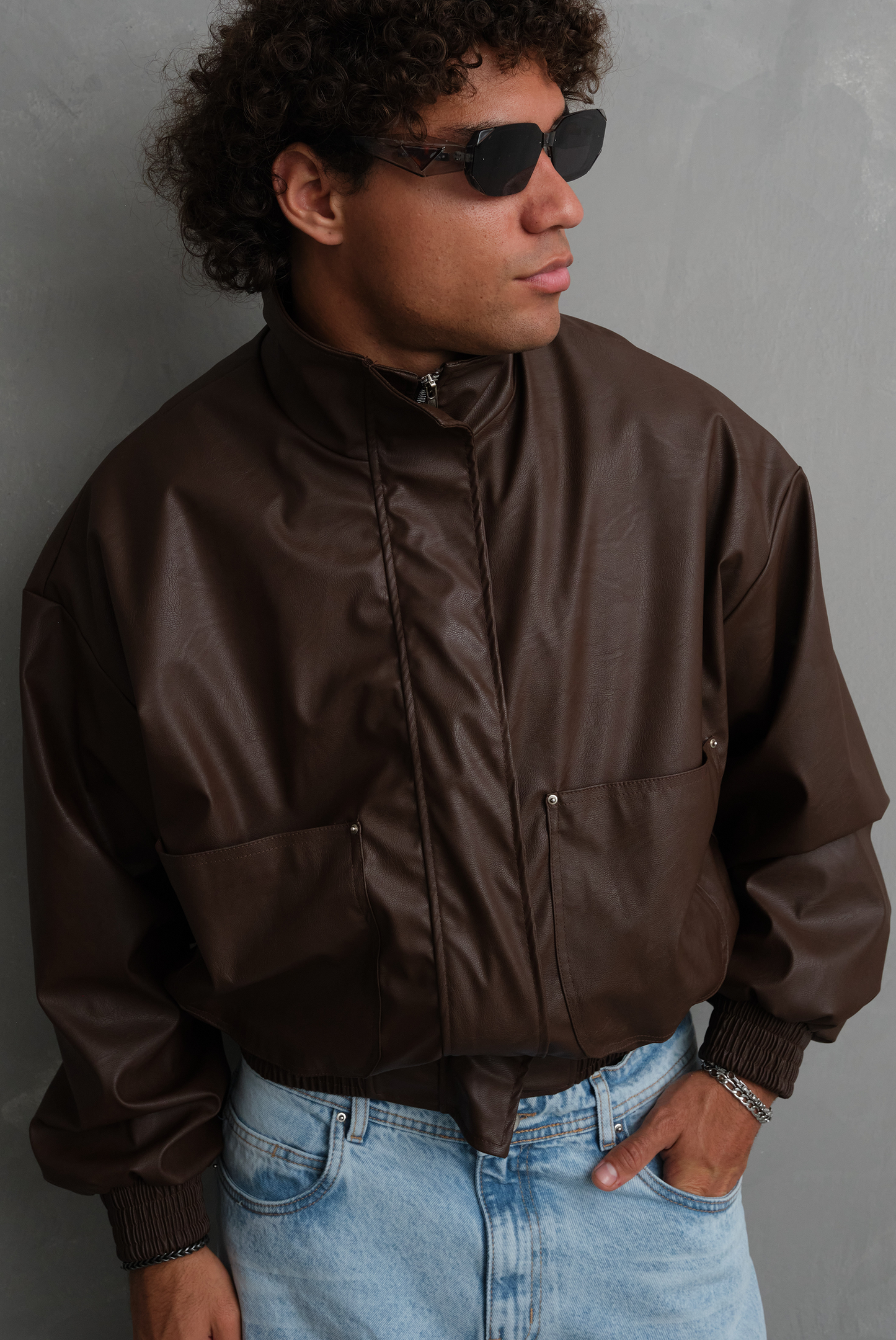 CASACA CUERINA  FILP BROWN