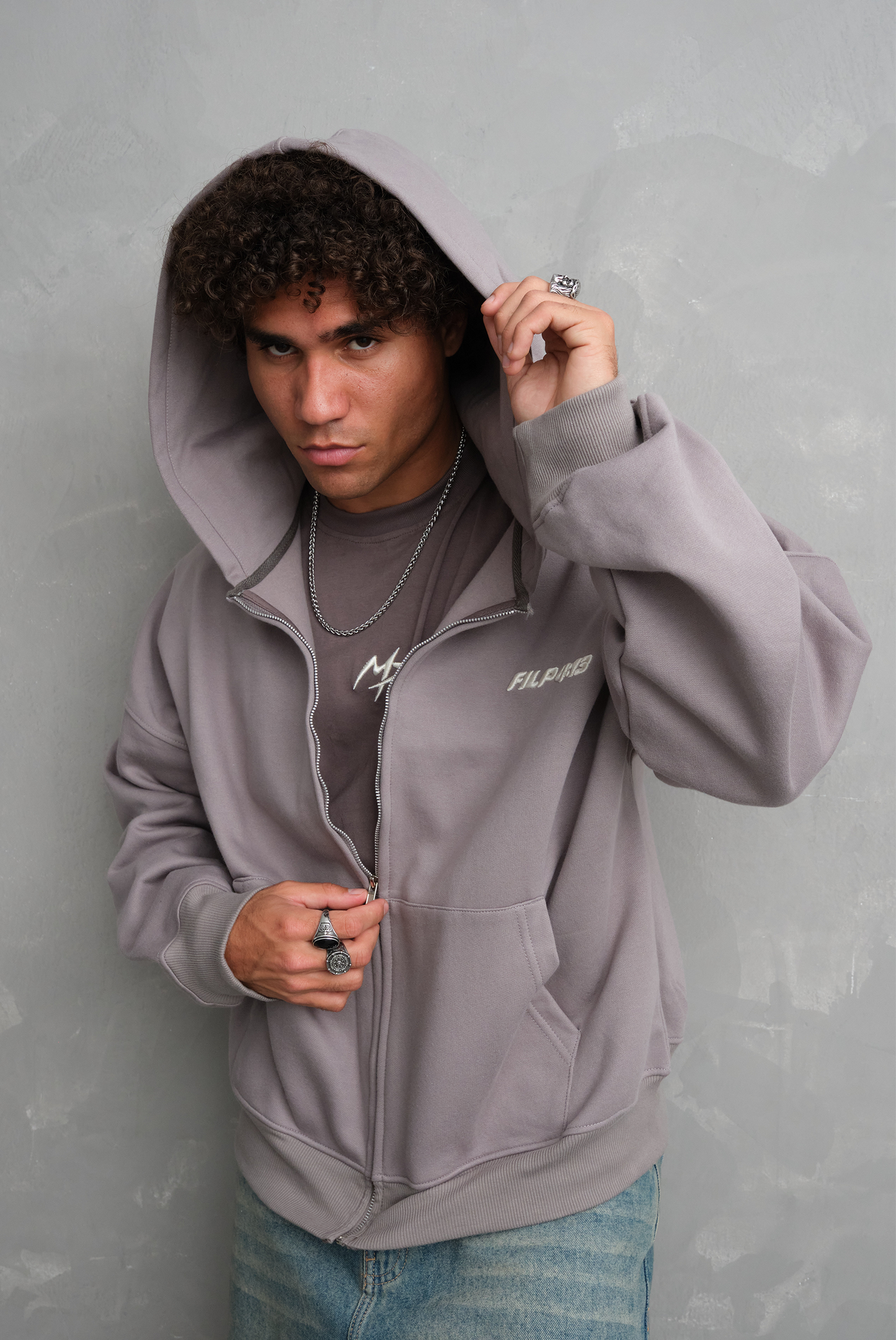 ZIP HODDIE FILP GRIS