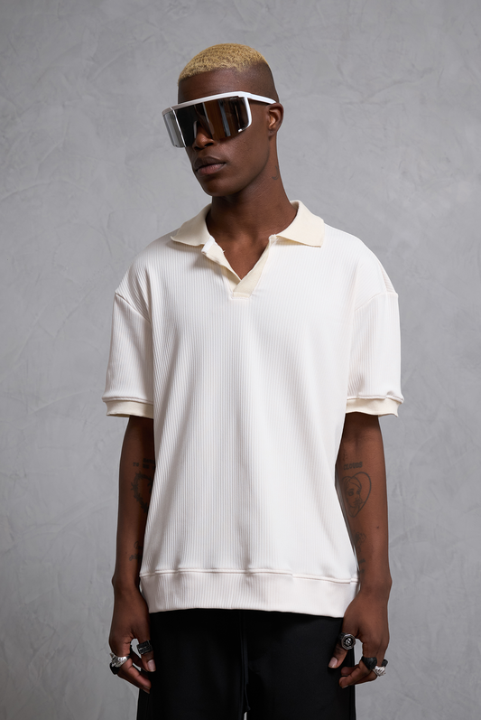 POLO CAMISERO RIB FELPA WHITE