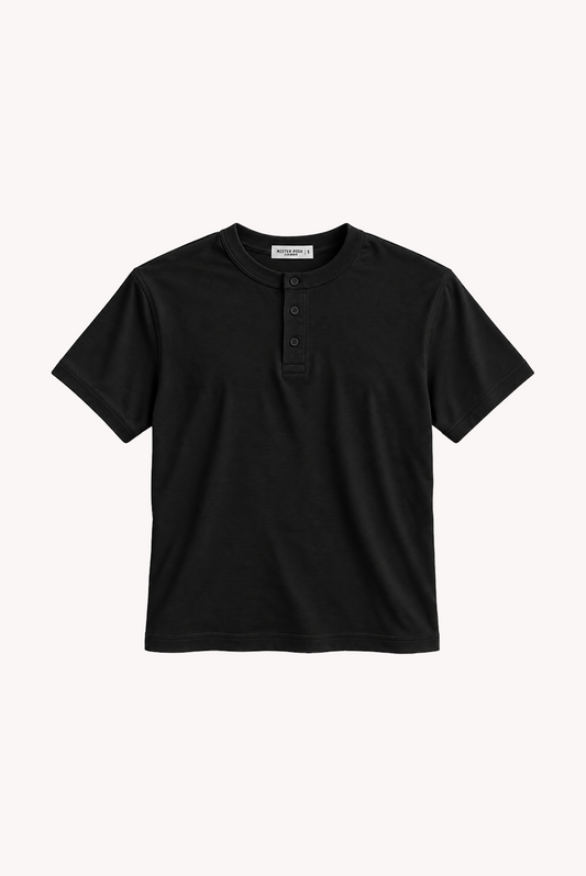 CAMISETA HENLEY M/C BLAK