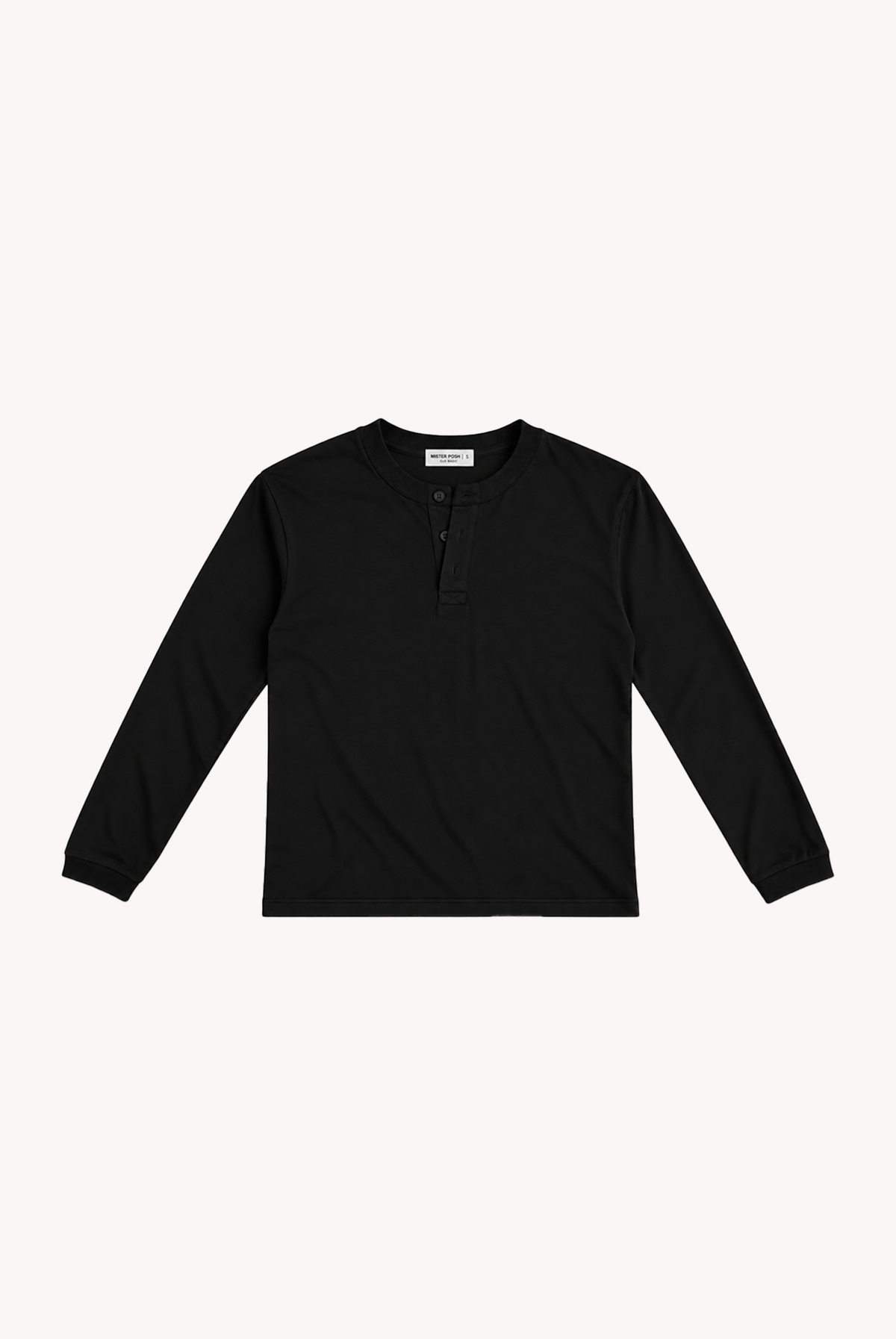 CAMISETA HENLEY M/L BLACK
