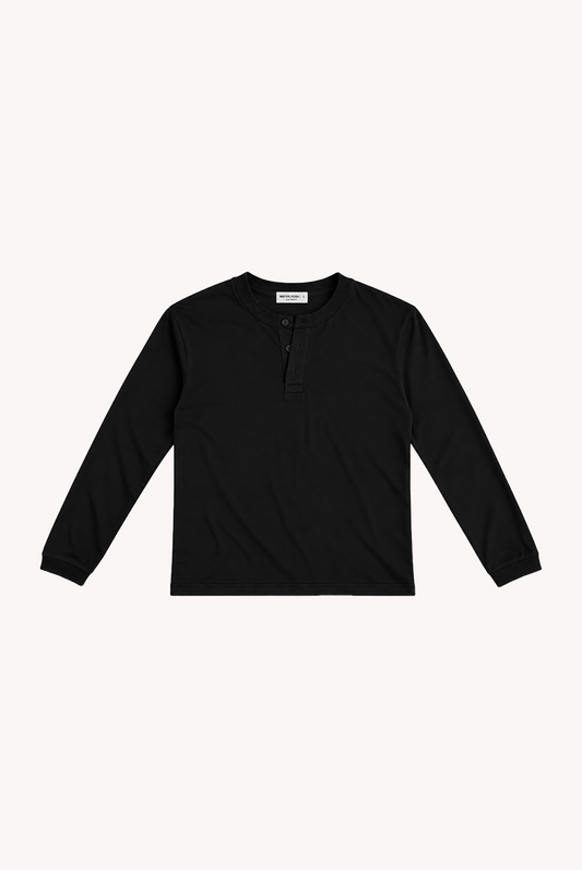 CAMISETA HENLEY M/L BLACK