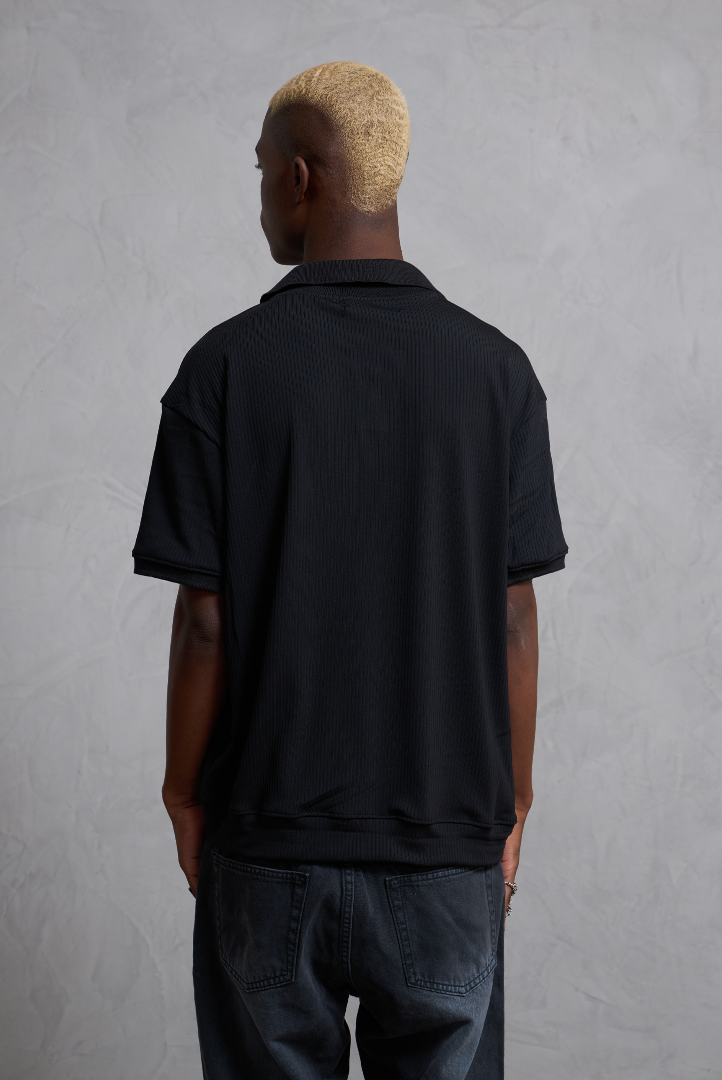POLO CAMISERO RIB FELPA BLACK