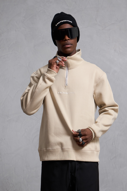 SUDADERA BORDADA BEIGE