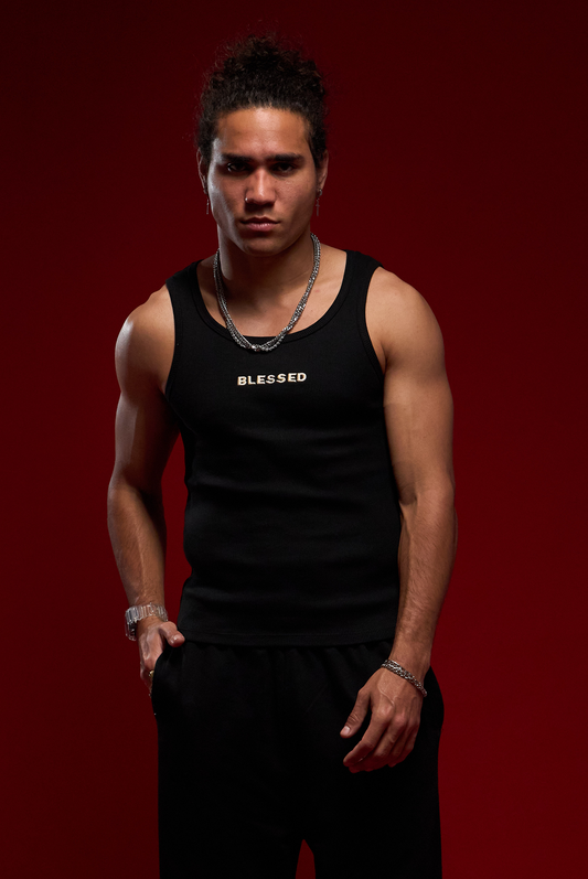 TANK RIB BLESSED BLACK