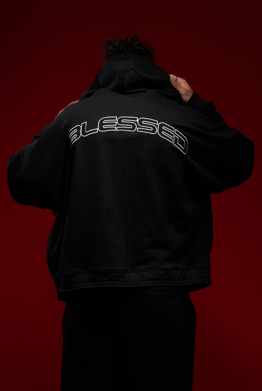 ZIP HODDIE BLESSED BLACK