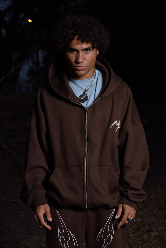 ZIP HOODIE FRANELA BROWN