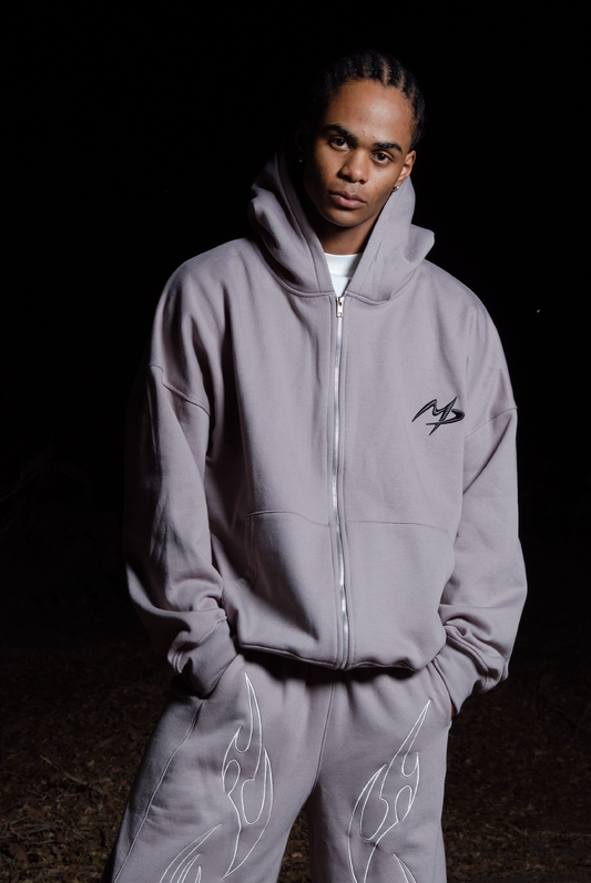 ZIP HOODIE FRANELA GRIS